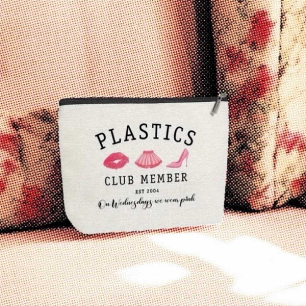 Plastics Club Member Cosmetic Bag On Wednesdays We Wear Pink 8” NWT
